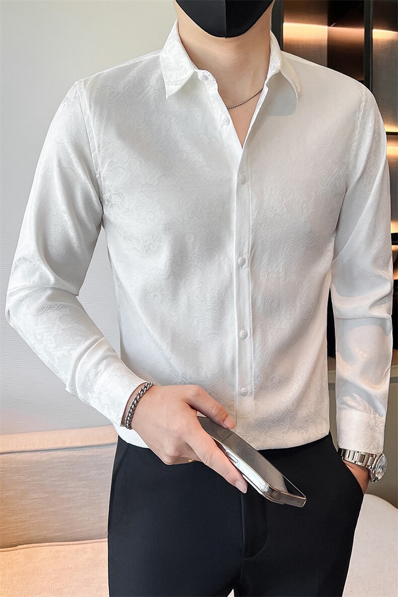 黑社会小伙店主风男士秋冬暗花长袖衬衫301A-1/CS510/P55,男装衬衫,星座301A-1