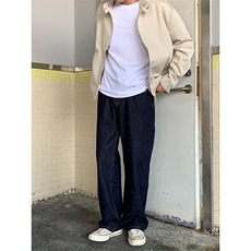 美式复古高街宽松直筒牛仔裤男春夏季原色阔腿垂感休闲长裤子，男装牛仔裤，星座506A