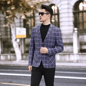 男士格纹西装 春装新款西服外套 7816 P155 258图片