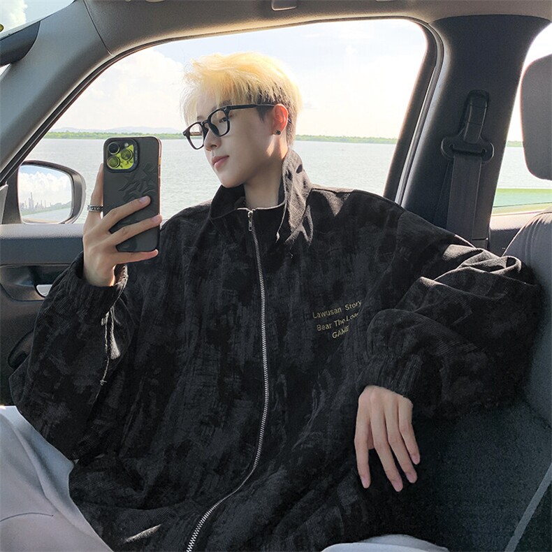 春季灯芯绒港风帅气刺绣夹克外套情侣男女JK60-P65,男装夹克,星座201-4