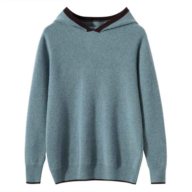 2024秋冬新款35%山羊绒男士套头元宝针羊绒帽衫,男装羊绒套衫,曼云男装羊绒