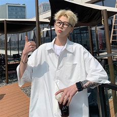 满天星空短袖夏季冰丝垂感亮片光板衬衫帅痞衬衣C2318-特批35，男装T恤，星座1213