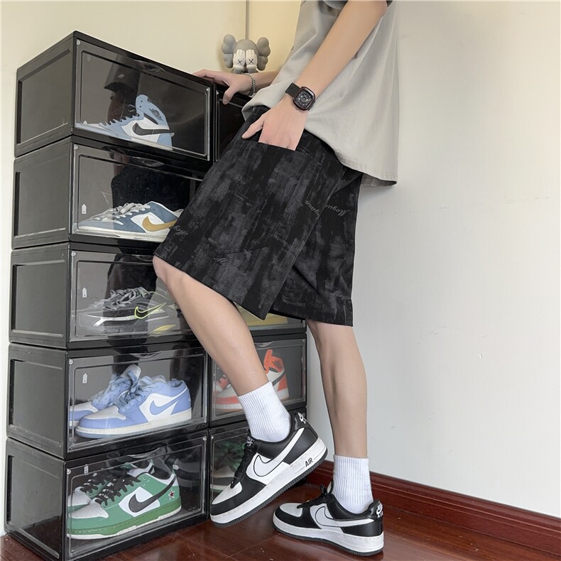 抖音品质休闲中裤男夏五分裤宽松直筒短裤D2507*P35控58,男装牛仔裤,星座227-1