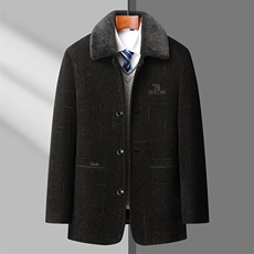 中长款毛领中老年加绒加厚雪尼尔毛呢外套秋冬茄克BD8815-P115，男装棉衣，星座1105-3