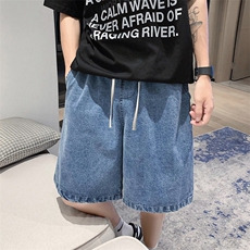 港风无性别直筒光版大码宽松五分短裤牛仔裤A042-DK21229-P35，男装牛仔裤，电商A042