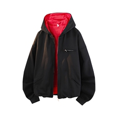 8XL-M美式复古撞色连帽水洗夹克男高级感做旧情侣外套JK1327P88，男装夹克，电商D206-1