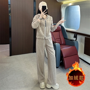 女秋冬新款宽松显瘦卫衣直筒裤两件套图片