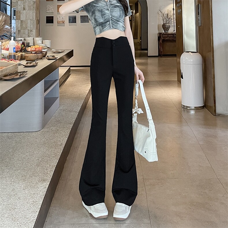 新款2025新款高腰西装喇叭裤女显瘦花苞裤收腰垂感休闲马蹄裤,女装休闲裤,云美莎专业女裤-全店现货
