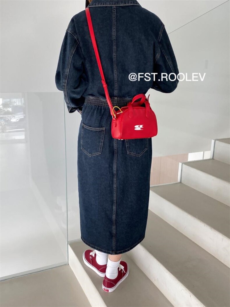 复古牛仔连衣裙，女装连衣裙，FST