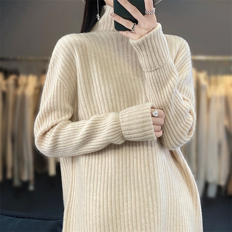 S-2323"高领毛衣女套头秋冬新款宽松慵懒风羊毛图片