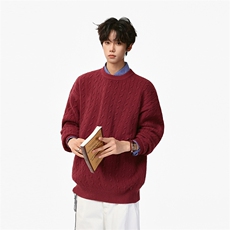 红色圣诞新年毛衣保暖内搭针织衫休闲套头上衣5Q1144-TP5098，男装针织衫/毛衣，电商A102