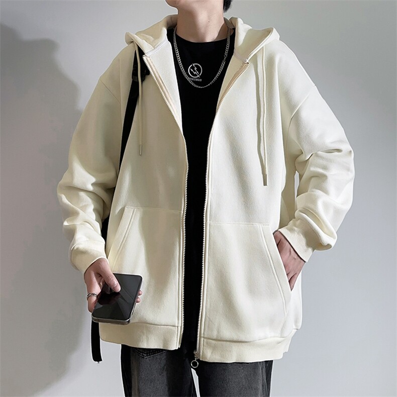 新款男百搭连帽纯色情侣港风白墙针织外套WT3413-P50控88,男装夹克,星座717