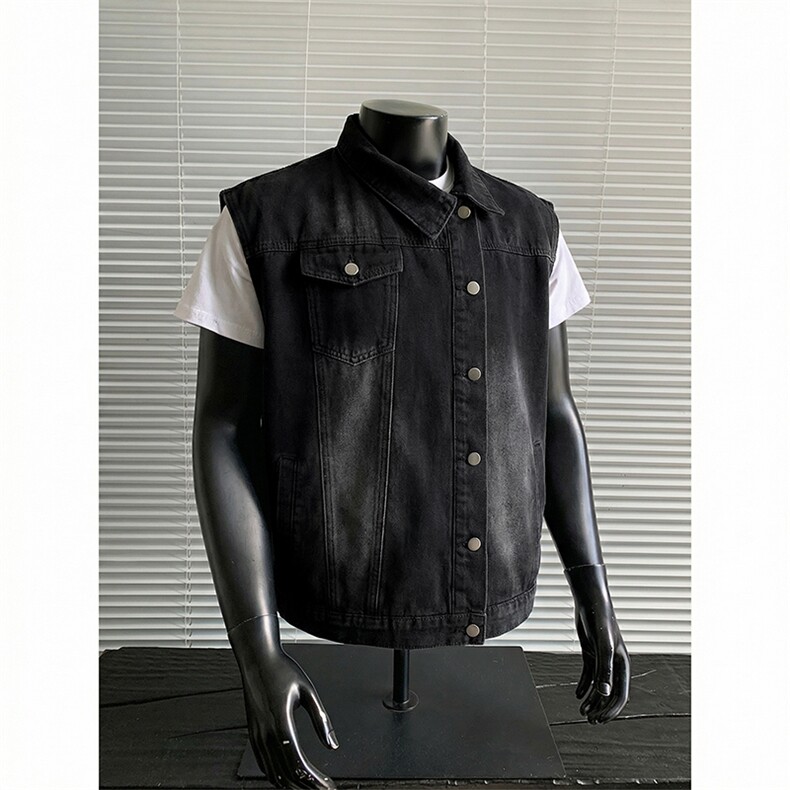 美式复古做旧浅水洗牛仔马甲无袖春夏休闲坎肩外套HY909P55控89，女装短外套，电商A102B