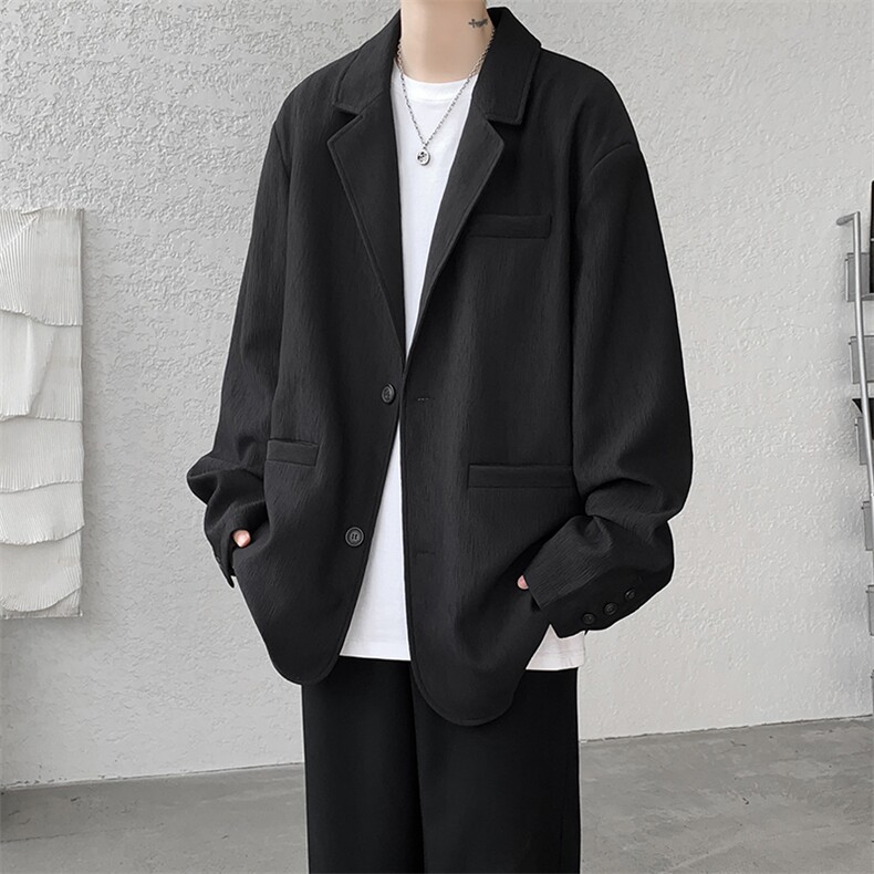 肌理感美拉德西装外套男秋季复古高级感大码宽松cleanfit休闲西服,男装西服套装,电商B312