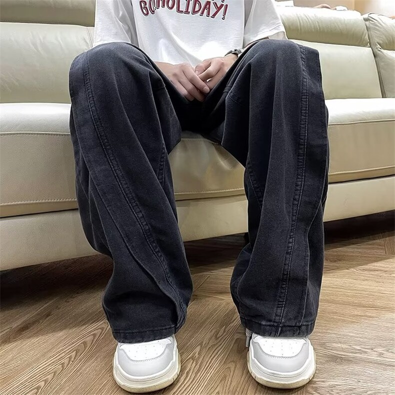 vibe高街复古水洗牛仔裤男ifashion直筒裤子男美式街头N3025-p55,男装牛仔裤,星座1008