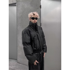 【有货】D8145-P88冬装重磅简约短款棉服外套男女加厚保暖皮棉衣图片