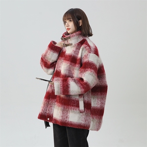 毛呢美式重磅小香风外套秋冬格子棉服高街夹克A170-N905-TP100图片
