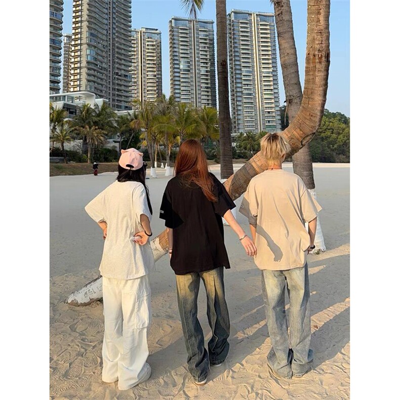 网图有货美式复古立体OK字母短袖T恤男女情侣宽松上衣A529-P38,男装T恤,星座1505