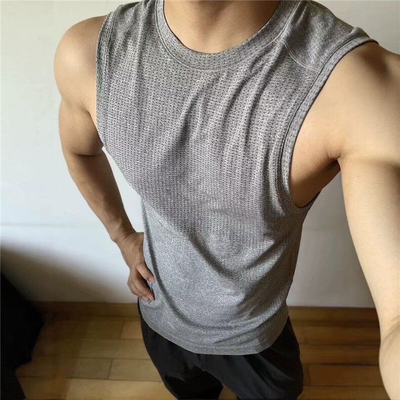 美式健身背心高弹无缝打孔针织修身无袖T恤训练运动短袖BX12P30,男装背心/马甲,电商D256-1(原A064-1)