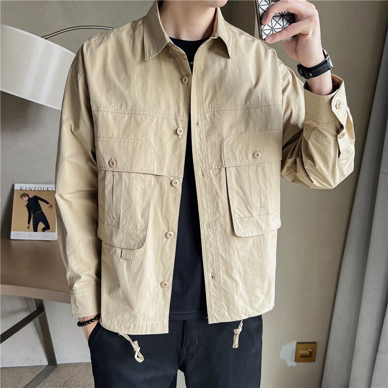 男士秋季新款店主风衬衫外套休闲时尚翻领夹克JK055-P145,男装夹克,电商A413