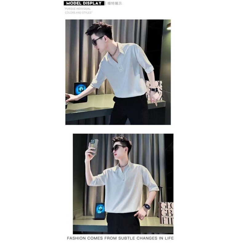 网络图现货男士短袖t恤V领半袖衣服2025新款夏装上衣RG1581-P35,男装T恤,星座1005-4