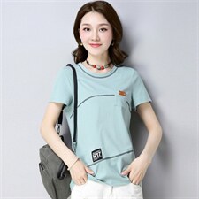 显瘦修身舒适宽松短袖2021年春季圆领T恤纯色韩版优雅，女装T恤，丽影随形