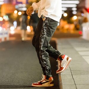 秋夏夜景街拍潮九分休闲裤男风运动哈伦束脚裤/图片