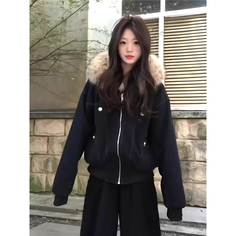 2025美式复古座山雕派克棉服外套男女冬季毛领连帽短款情侣棉衣,男装棉衣,星座506A