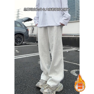 秋冬休闲裤百搭卫裤美式斜切加绒加厚弯刀裤微喇长裤K3669-特P35图片