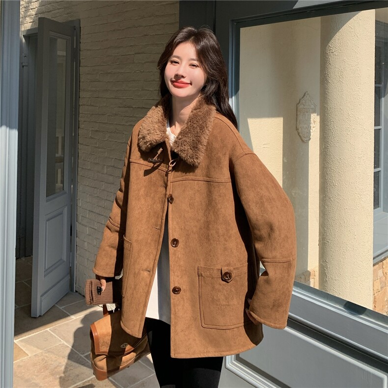 现货主推热卖25冬新羊羔毛加厚外套2D044-2515-P205-K308,女装派克服,2D044