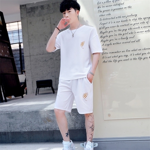 夏季短袖T恤男孩运动休闲青少年初中学生五分裤套装T756-P40图片