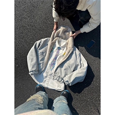 网图有货设计感蜡笔手绘领带白衬衫男学院风衬衣外套女A358-P38，男装衬衫，星座1505