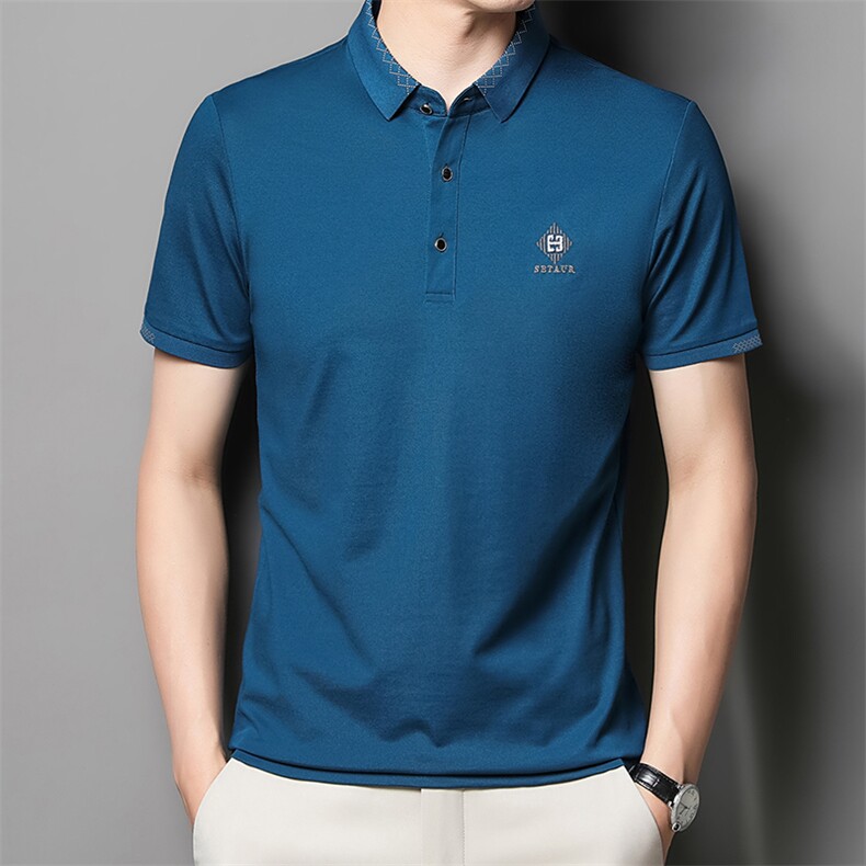 2024夏季男士商务翻领短袖T恤polo衫中年衫半袖上衣QP1661-P57，男装Polo衫，星座1105-3