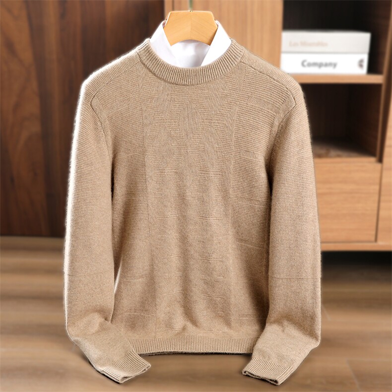 男士羊绒套衫羊绒秋冬保暖舒适柔软男装，男装羊绒套衫，美创羊绒