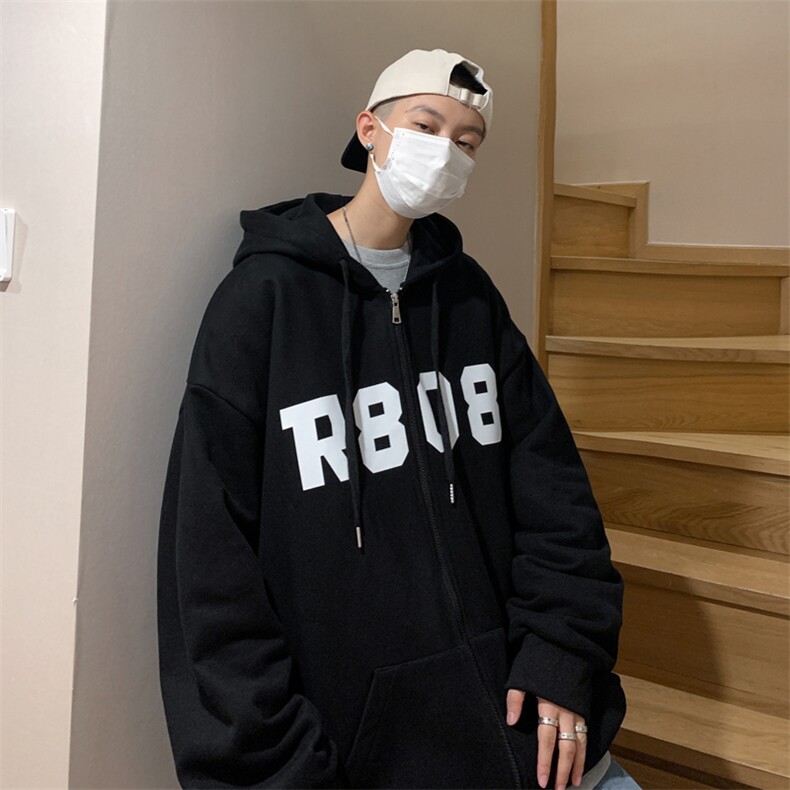 Y8886P45外景港风秋季卫衣百搭休闲宽松新款连帽开衫外套潮流,男装卫衣,电商A026-1