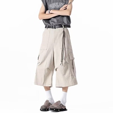 美式抽绳休闲裤男女夏季薄款cleanfit速干运动阔腿裤直筒工装裤子，男装工装外套，星座715-4