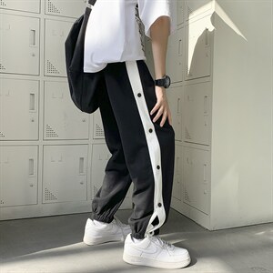 主推！排扣卫裤休闲裤运动裤宽松篮球裤男313A-1-CN04-P45控价58,粉色黑色碎花裙子搭配西装图片
