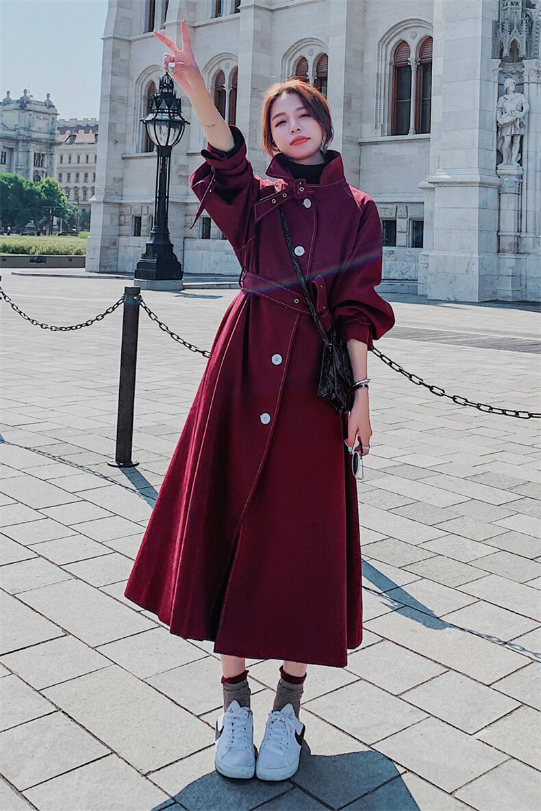 现货2021春秋季新款红色风衣225-A50-P145控198,女装风衣,浙宝225