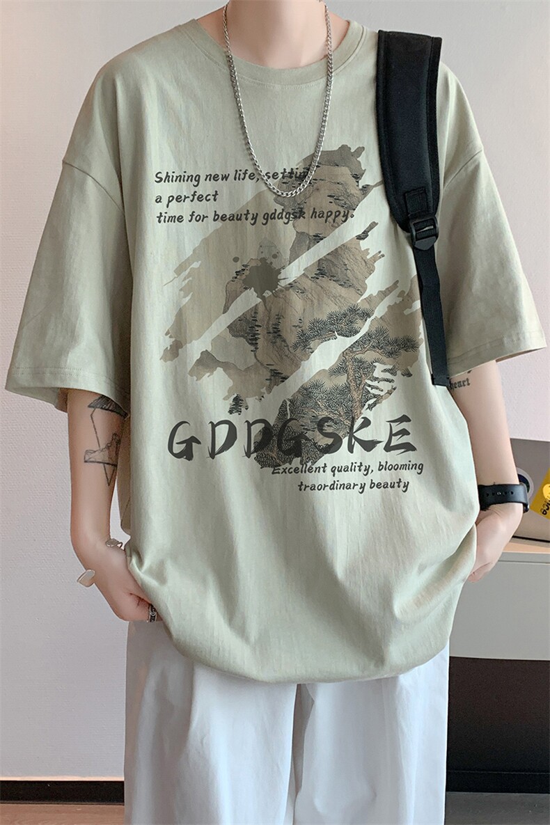 已注册/夏季内景设计感小众宽松短袖T恤男潮大码打底DT00597/P25,男装T恤,电商B316