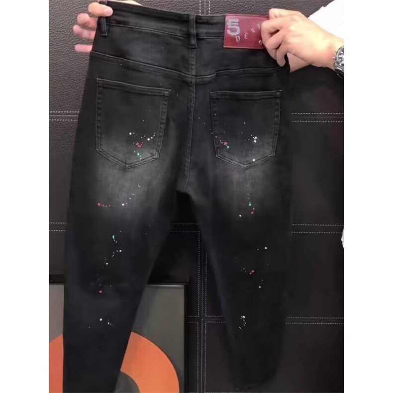 1506A/G93230/P54春秋欧版黑色刺绣牛仔裤女高腰,男装牛仔裤,星座1506A