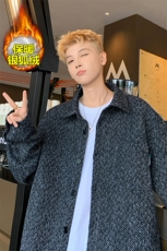 特批P70无差价冬款小香风潮加绒加厚宽松翻领夹克外套J2655J加绒，男装夹克，电商A001-1