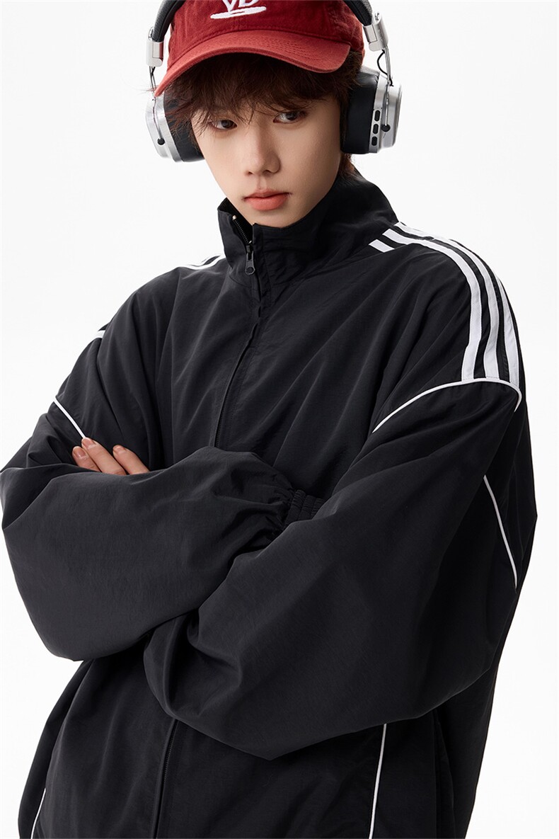 美式撞色条运动夹克机能风痞帅防水冲锋衣男女C64153-TP5598,男装夹克,电商A102