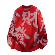M6335-P60秋冬款针织衫毛衣外套男保暖新年针织衫红色打底衫，男装T恤，电商D310B