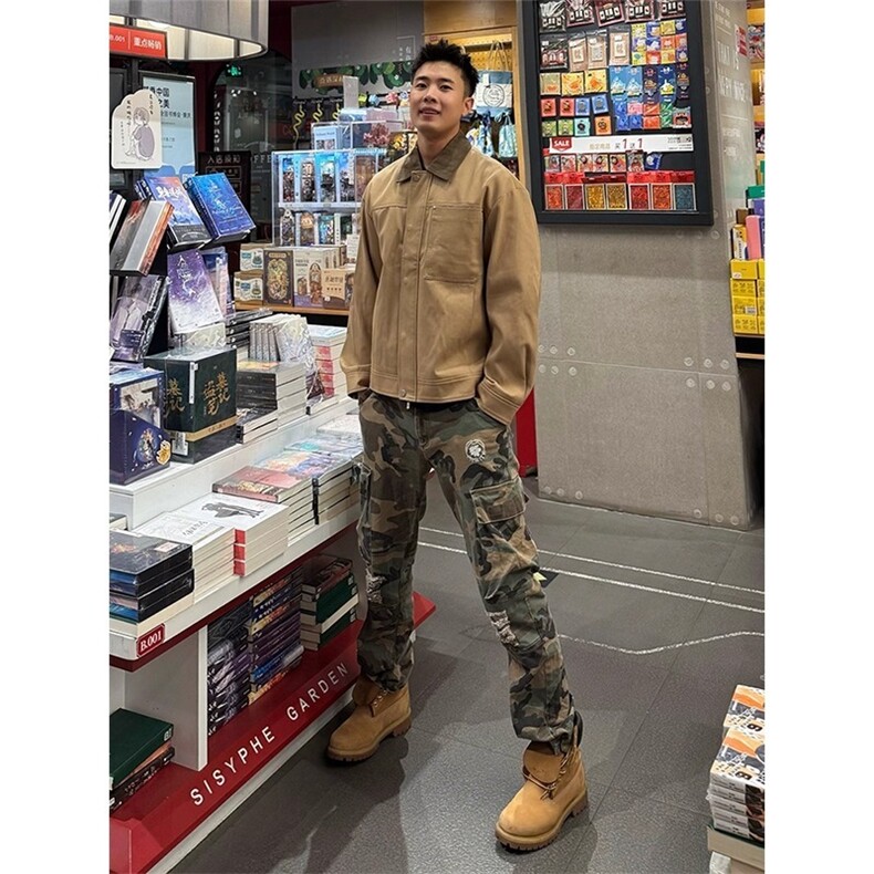 M13-P74卡其色美式复古美拉德外套男款秋季高级感痞帅,女装短外套,电商B323A