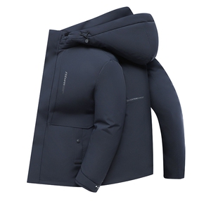 YR89005新品主推90绒子商务羽绒服拼兔毛内胆脱卸羽绒内胆活帽图片