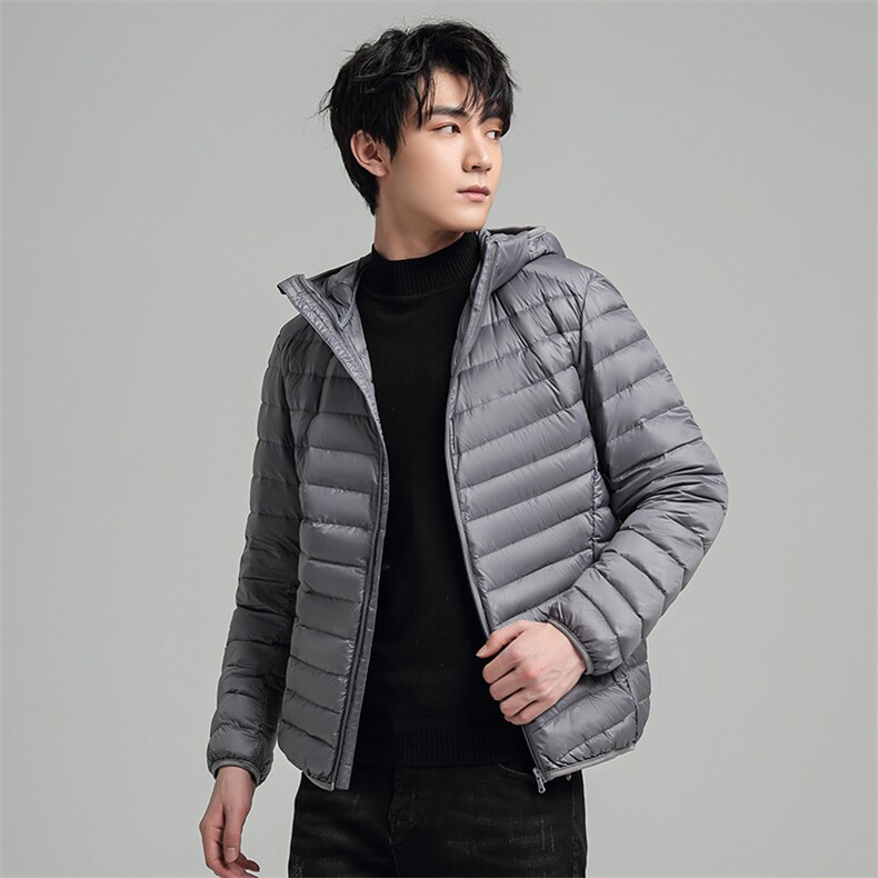 中青年90绒轻薄连帽羽绒服外套男秋冬休闲羽绒轻便外套,男装羽绒服,钱塘723