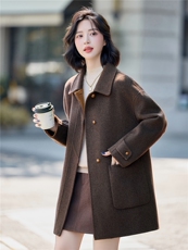 2025年冬季新款时尚圆领双面绵羊毛外套女，女装双面呢大衣，美沁