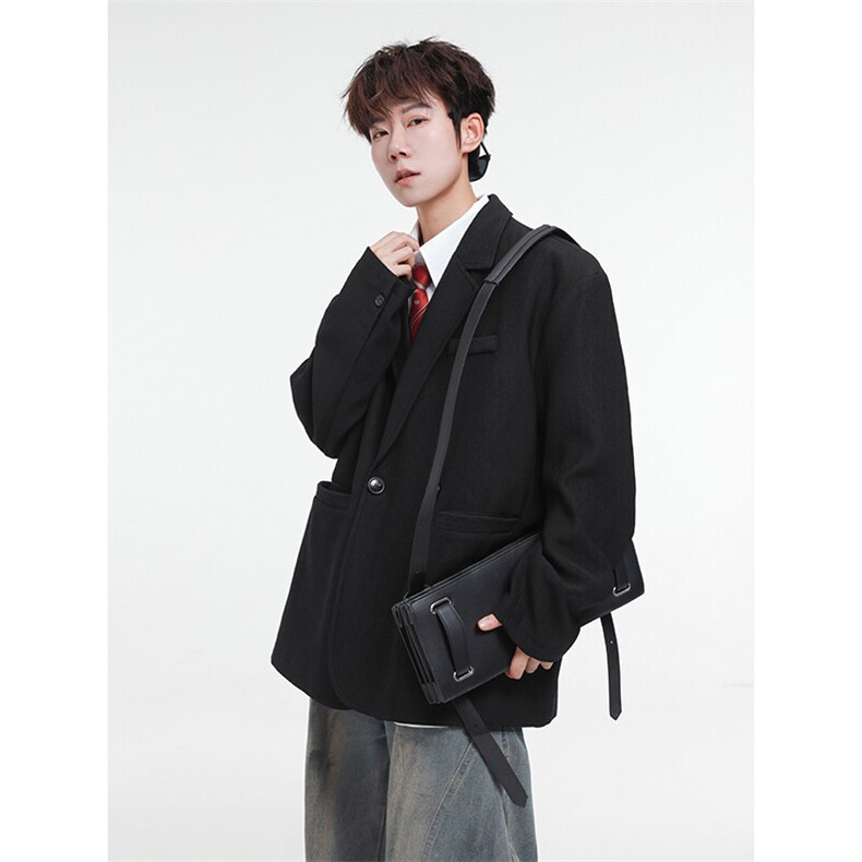 肌理感休闲西装外套男秋季高级感平驳领宽松西服B289-X8203-特98,男装西服套装,电商B289