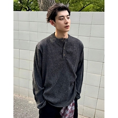 老钱亨利领t恤上衣男款秋季休闲宽松百搭高级感卫衣TK82，男装T恤，星座1116A（原606A-3）
