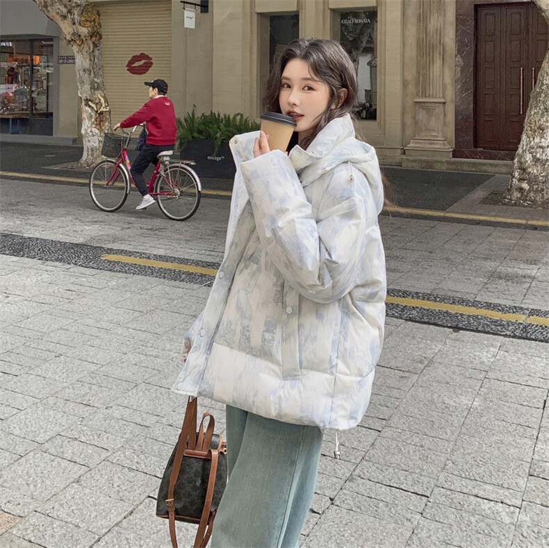 2025新款冬季简约渲染云朵泡芙羽绒服女连帽加厚保暖90白鸭绒外套,女装羽绒服,2C201